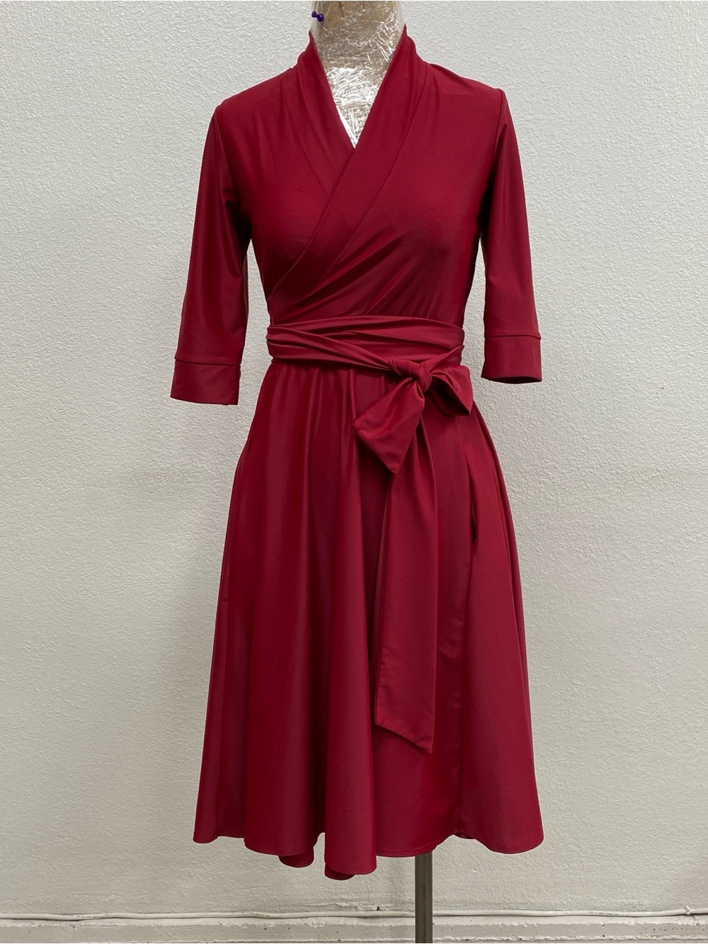 Elhoffer Wrap Dress in Red with Tie Waist